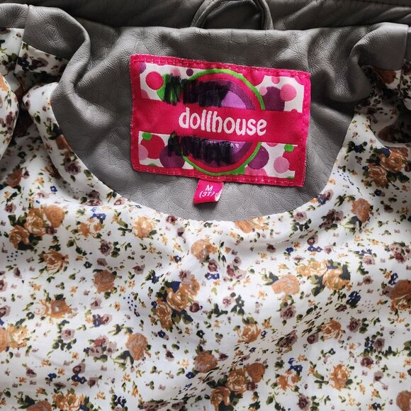 Dollhouse Girls Gray Faux Leather Ruffle Trim Jacket Stylish Dressy - Picture 4 of 8